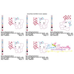 Baby Elephant Hearts Girl Applique Design Pattern-2