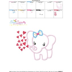 Baby Elephant Hearts Girl Applique Design Pattern-3