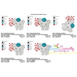 Baby Elephant Hearts Boy Embroidery Design Pattern-2
