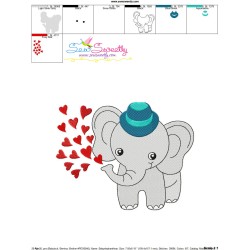 Baby Elephant Hearts Boy Embroidery Design Pattern-3