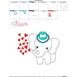 Baby Elephant Hearts Boy Applique Design Pattern-3