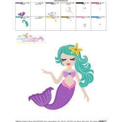Cute Mermaid Star Embroidery Design Pattern-3