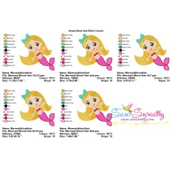 Baby Mermaid Blond Hair Embroidery Design Pattern-2