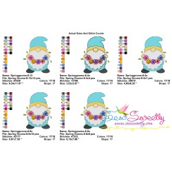 Spring Gnome Flower Wreath Embroidery Design Pattern-2