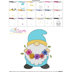 Spring Gnome Flower Wreath Embroidery Design Pattern-3