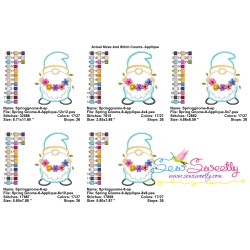 Spring Gnome Flower Wreath Applique Design Pattern-2