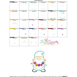 Spring Gnome Flower Wreath Applique Design Pattern-3