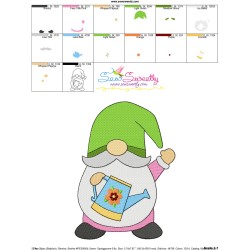 Spring Gnome Watering Can Embroidery Design Pattern-3