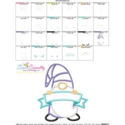 Spring Gnome Ribbon Banner Applique Design Pattern-3