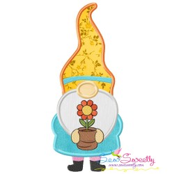 Spring Gnome Flower Pot Applique Design Pattern-1