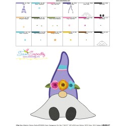 Gnome Spring Flowers Embroidery Design Pattern-3