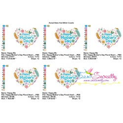 Happy Mother's Day Floral Heart Lettering Embroidery Design Pattern-2