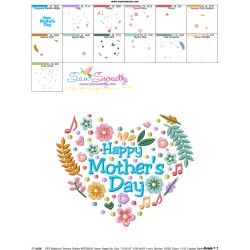 Happy Mother's Day Floral Heart Lettering Embroidery Design Pattern-3