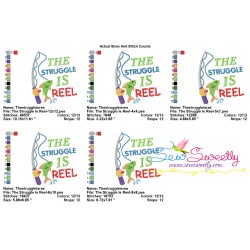 The Struggle Is Reel Fishing Lettering Embroidery Design Pattern-2