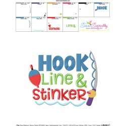 Hook Line And Stinker Fishing Lettering Embroidery Design Pattern-3