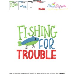 Fishing For Trouble Lettering Embroidery Design Pattern-3