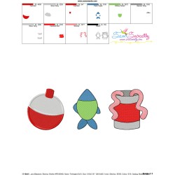 Fishing Trio Embroidery Design Pattern-3