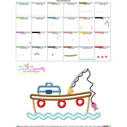 Fishing Boat Applique Design Pattern-3