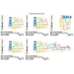 Let Your Light Shine Beach Lettering Embroidery Design Pattern-2
