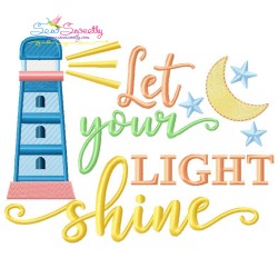 Let Your Light Shine Beach Lettering Embroidery Design Pattern-1