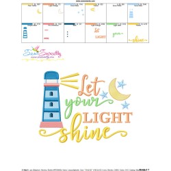 Let Your Light Shine Beach Lettering Embroidery Design Pattern-3