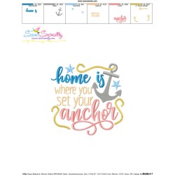 Home Where You Set Your Anchor Beach Lettering Embroidery Design Pattern-3