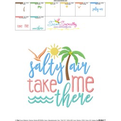 Salty Air Take Me There Beach Lettering Embroidery Design Pattern-3