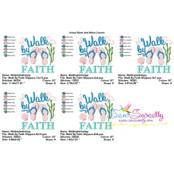 Walk By Faith Flip Flops Lettering Embroidery Design Pattern-2