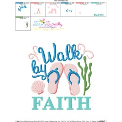 Walk By Faith Flip Flops Lettering Embroidery Design Pattern-3