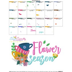 Flower Spring Season Cups Lettering Embroidery Design Pattern-3