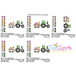 Farm Tractor With Wagon-3 Applique Design Pattern-2