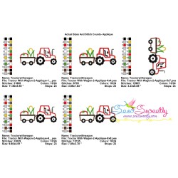 Farm Tractor With Wagon-2 Applique Design Pattern-2