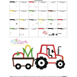 Farm Tractor With Wagon-2 Applique Design Pattern-3