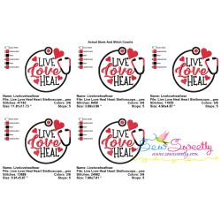 Live Love Heal Hearts Stethoscope Medical Lettering Embroidery Design Pattern-2