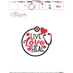 Live Love Heal Hearts Stethoscope Medical Lettering Embroidery Design Pattern-3