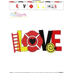 Love Firefighter Lettering Embroidery Design Pattern-3