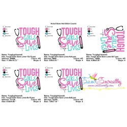 Tough Girls Save Lives Nursing Lettering Embroidery Design Pattern-2