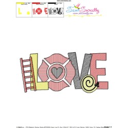 Love Firefighter Sketch Lettering Embroidery Design Pattern-3