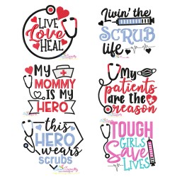 Nursing Medical Lettering Embroidery Design Bundle-2-1