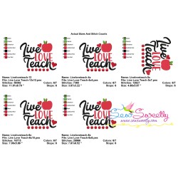 Live Love Teach School Lettering Embroidery Design Pattern-2