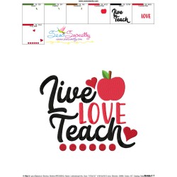 Live Love Teach School Lettering Embroidery Design Pattern-3