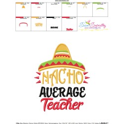 Nacho Average Teacher School Lettering Embroidery Design Pattern-3