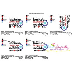 Teachers Change The World School Lettering Embroidery Design Pattern-2