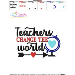 Teachers Change The World School Lettering Embroidery Design Pattern-3