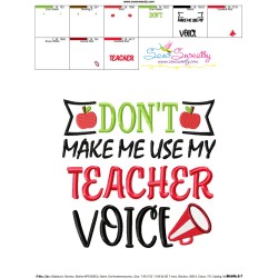 Don't Make Me Use My Teacher Voice Lettering Embroidery Design Pattern-3
