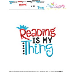 Reading Is My Thing American Theme Lettering Embroidery Design Pattern-3