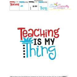 Teaching Is My Thing American Theme Lettering Embroidery Design Pattern-3