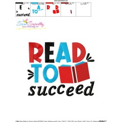 Read To Succeed American Theme School Lettering Embroidery Design Pattern-3