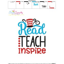 Read Teach Inspire American Theme School Lettering Embroidery Design Pattern-3