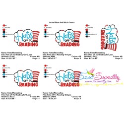 Hats off To Reading American Theme School Lettering Embroidery Design Pattern-2